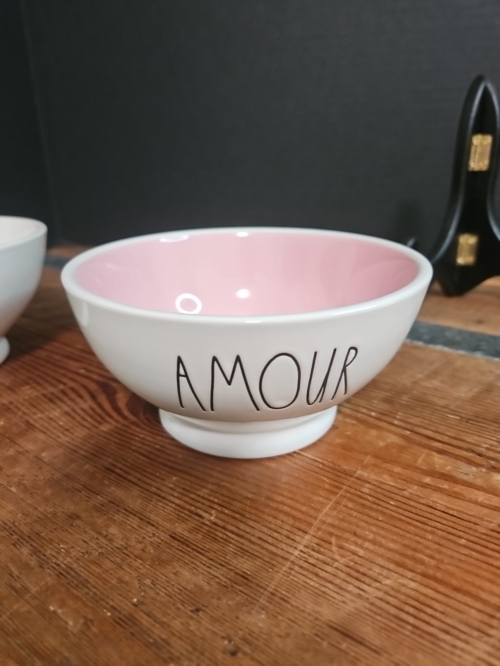 Rae Dunn AMOUR Pink & White Ceramic Bowl - Picture 5 of 6